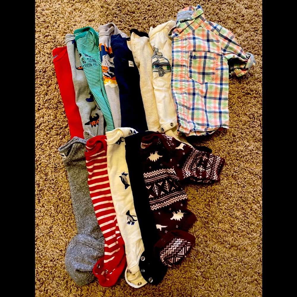 0-3 Boys Long Sleeve Onesies
